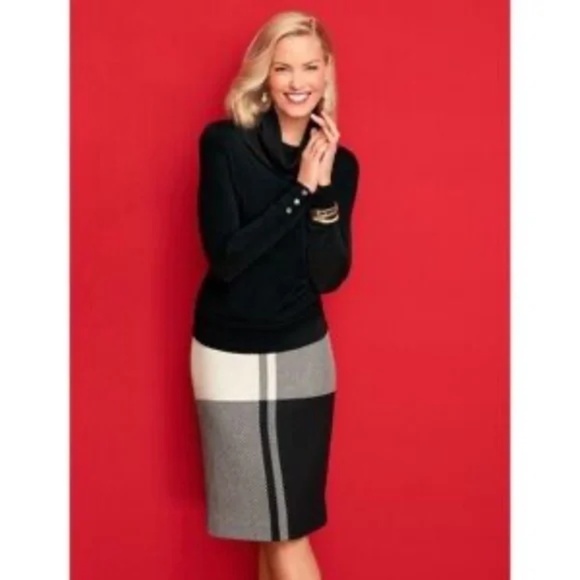 Talbots Tweed Pencil skirt Plaid Pattern 6P - Picture 2 of 4